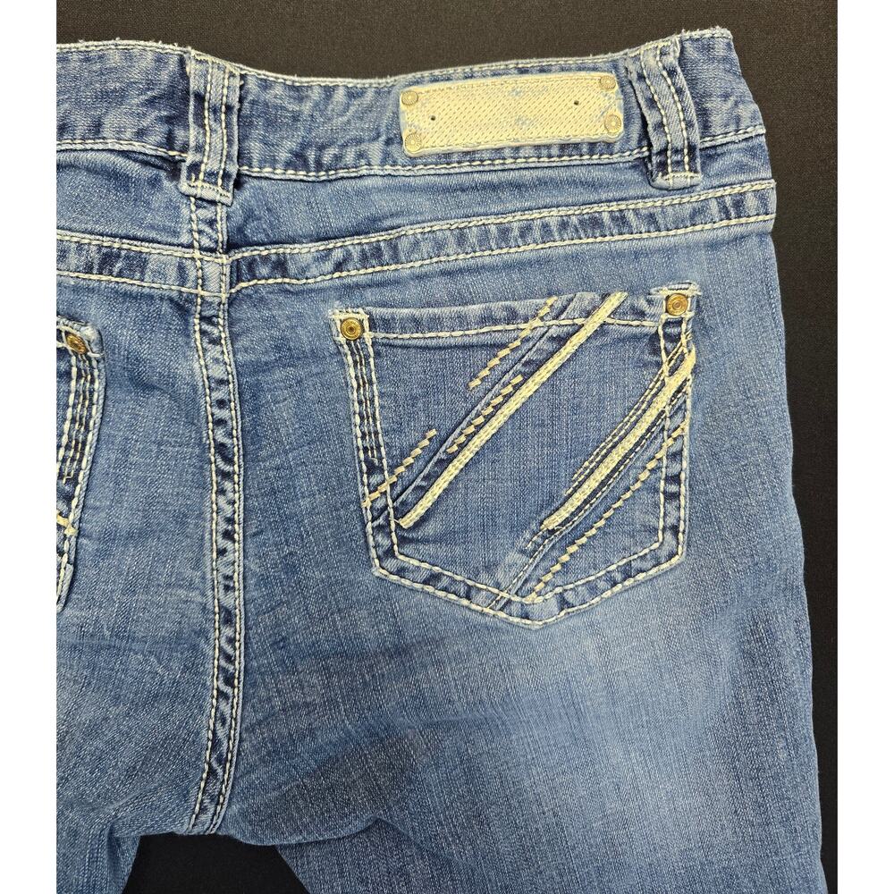 Rock & Roll Cowgirl Boyfriend Jeans Womens 32x34 Blue Stretch Distressed Denim - Picture 5 of 12